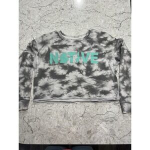 Southern Spirit Women's Small Cropped‎ Sweatshirt Gray Tie Dye Native Michigan